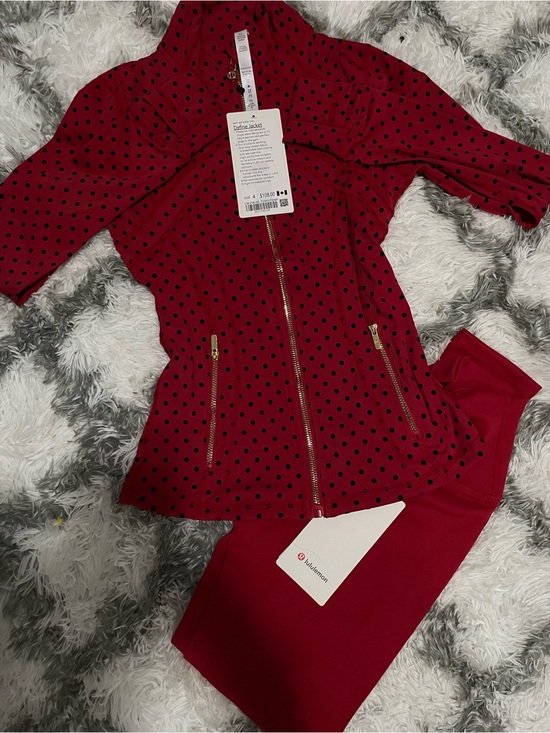 lululemon athletica Pants - lululemon athletica Red Polka Dot Cropped Jacket with Solid Red Cropped Pants